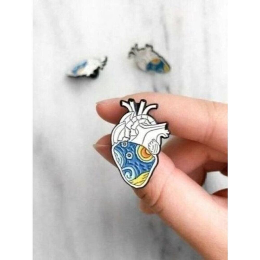 3/$20 Van Gogh Starry Night Heart Enamel Pin